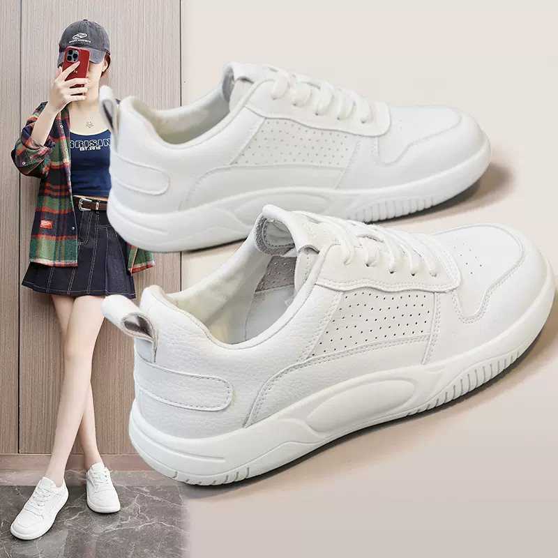 E101-1网面小白鞋女2026新款春季平底单鞋软底舒适百搭运动休闲鞋