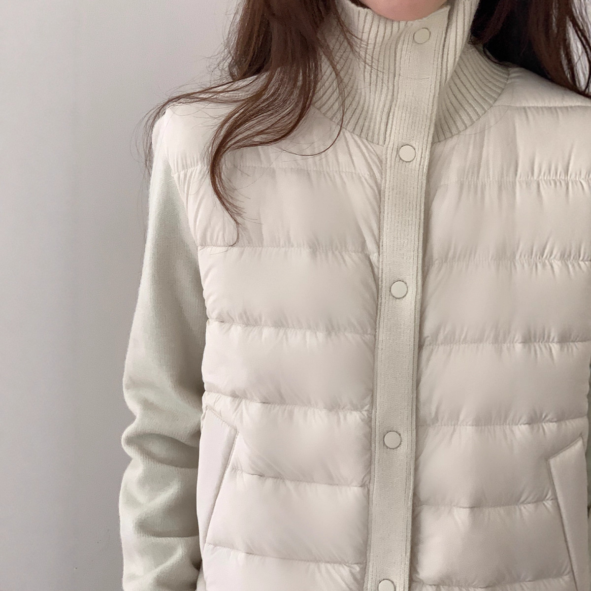 Weisong Women's Stand Collar Knitted Patchwork down Jacket Women's 2025 Winter New Lightweight Warm Short Jacket