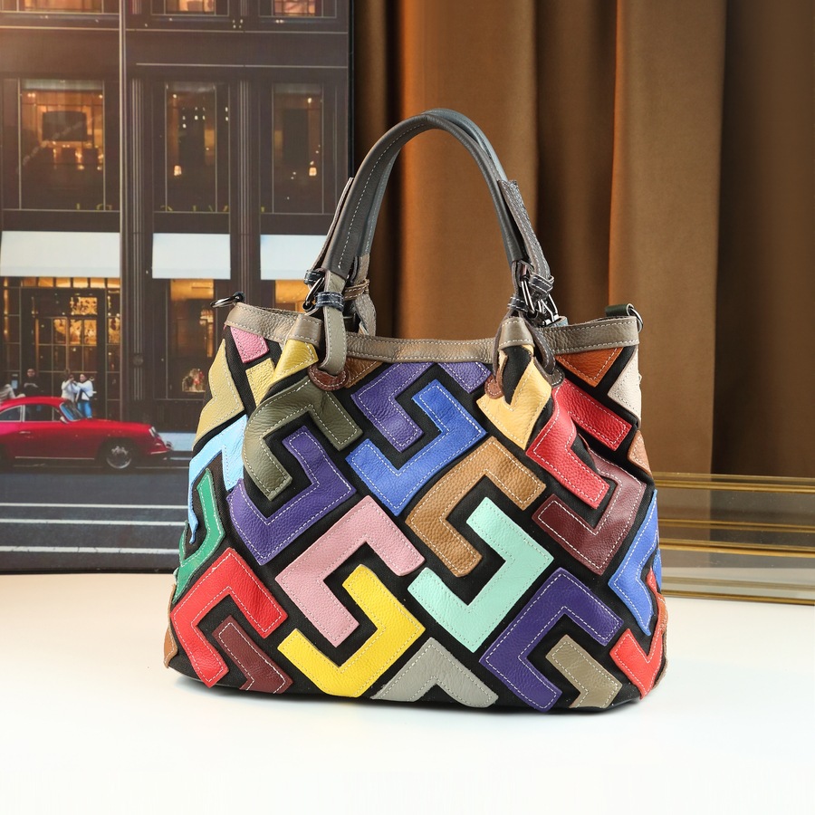Retro Women's Crossbody Handbag Genuine Leather Patchwork Shoulder Bag Fashion Trendy_voghion.com