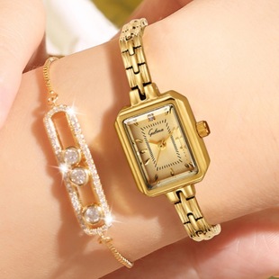 Gulena niche mini small gold watch medieval exquisite thin chain light luxury versatile elegant women's quartz watch