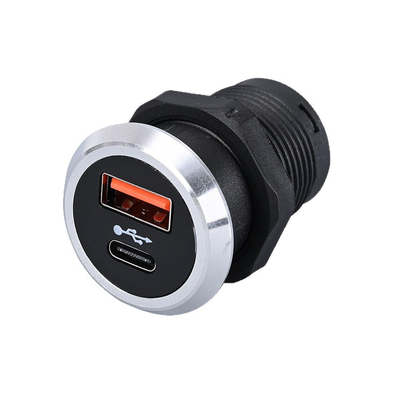 12V嵌入式开孔隐藏式家具床头柜手机充电器 快充 卡扣 金属环