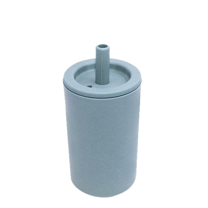Taza de silicona para bebés, taza de agua para niños, taza de agua a prueba de caídas y antideslizante con cubierta, taza doméstica simple, taza de paja de silicona, taza grande