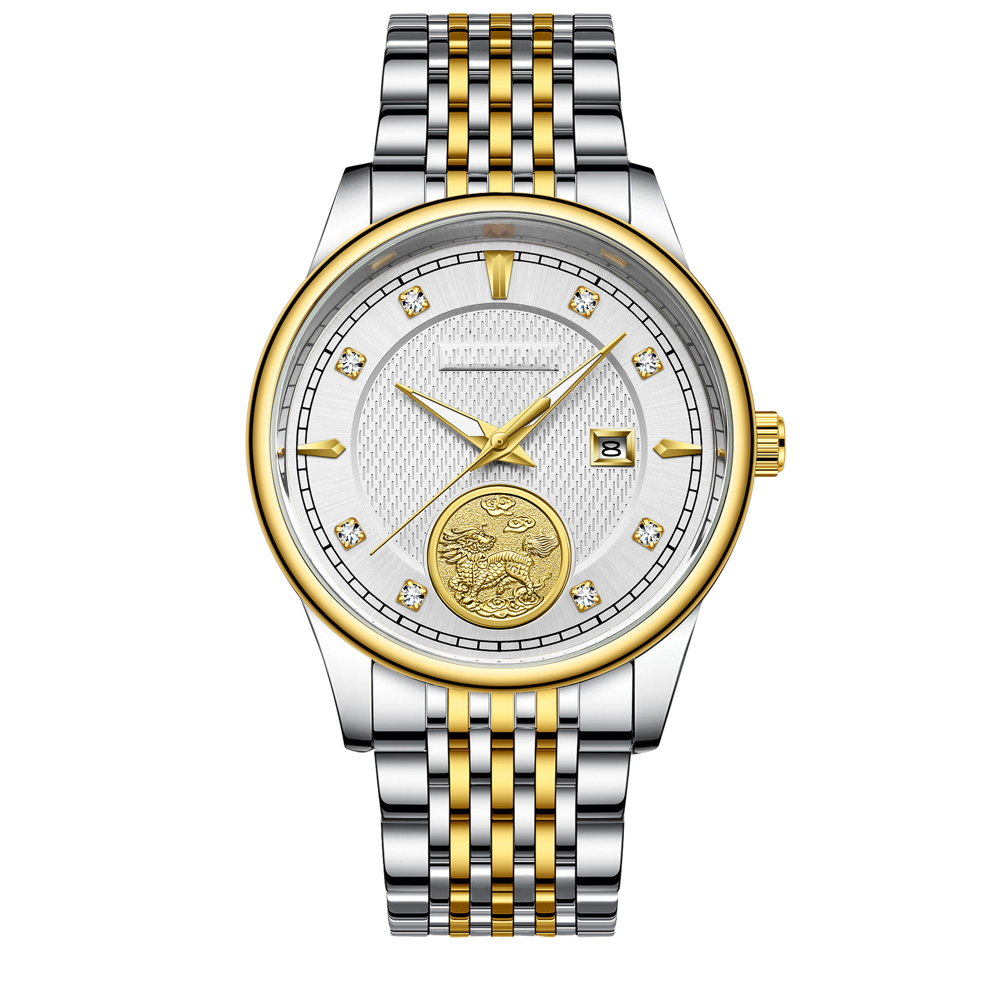 Đồng hồ nam quartz chống nước đa năng mặt tròn dây da