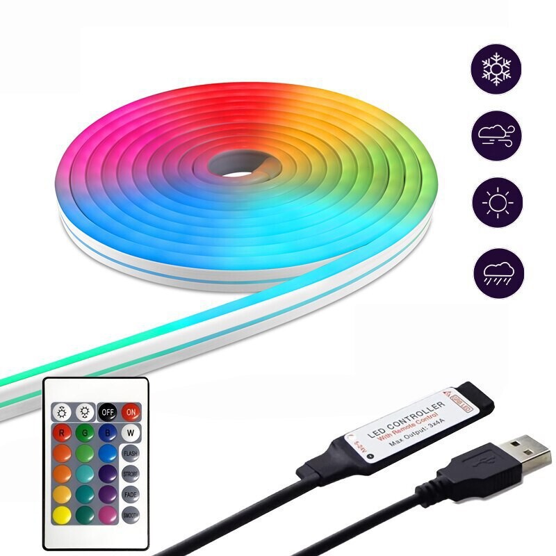 5VRGB ネオンライト USB インターフェース Bluetooth フルカラーフレキシブル LED 背景雰囲気防水 DIY ライトストリップ|undefined