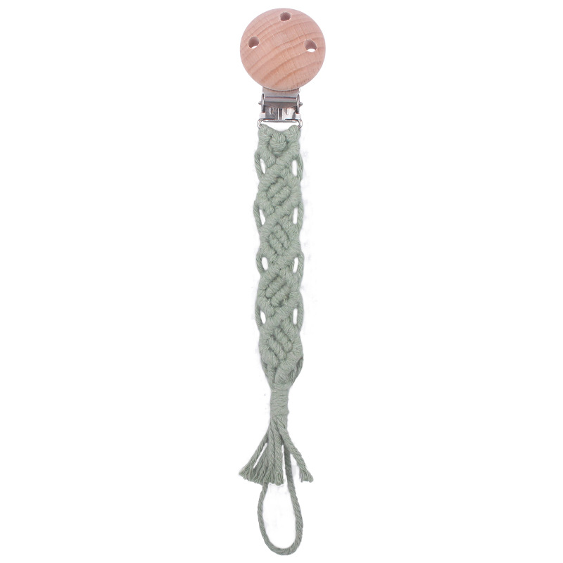 Suministros de bebé haya con agujero pezón clip pezón cuerda bebé creativo DIY hecho a mano tejido de algodón cuerda pezón cadena