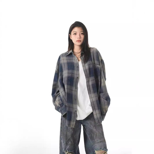 Letters long-sleeved shirt Japanese Hong Kong style ins loose shirt boys summer trend all-matching casual coat