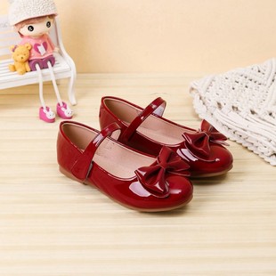 Cross-border foreign trade Flatsingle-soledshoes girls patent leather bow performance flat princess shoes