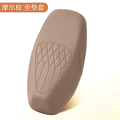 Electric Vehicle Seat Cover, High-Strength Leather, Waterproof and Sun-Proof, Motorcycle Battery Car Seat Cover, Yadi Aima Seat Cover (Electric car cushion) - moor-brown-cat-claw-stamped-leather-s-size-suitable-for-flat-length-45-50cm