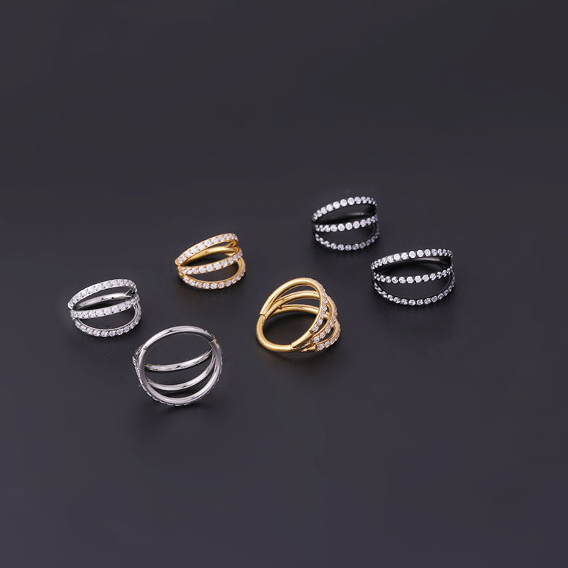 1 Piece Nose Rings & Studs Fashion Geometric 316L Stainless Steel Waterproof Non Tarnish Surgical Steel Zircon display picture 2