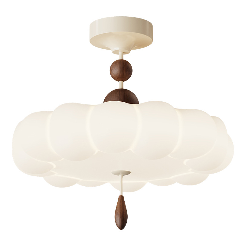 Lámpara de techo de estilo francés color crema para dormitorio, lámpara de comedor, lámpara de techo con protección para los ojos para habitación infantil, lámpara de techo minimalista moderna 412L.