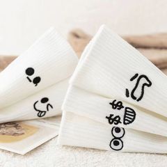Zhejiang Zhuji White Socks Women's Spring and Autumn Style Cotton Long Socks Boneless Cute Medium Socks with Shark Pants