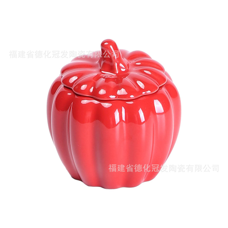 Personalizada simulación de Halloween calabaza frutas y verduras cerámicas de tamaño pequeño jar de té sellado de té a granel almacenamiento de polvo de incienso lote transfronterizo