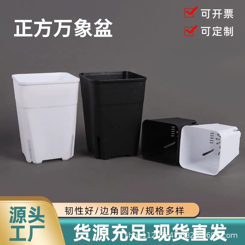 Квадратный многофункциональный горшок для суккулентов, утолщенный пластик, дышащий, с нескользящим основанием, для садоводства и выращивания растений.