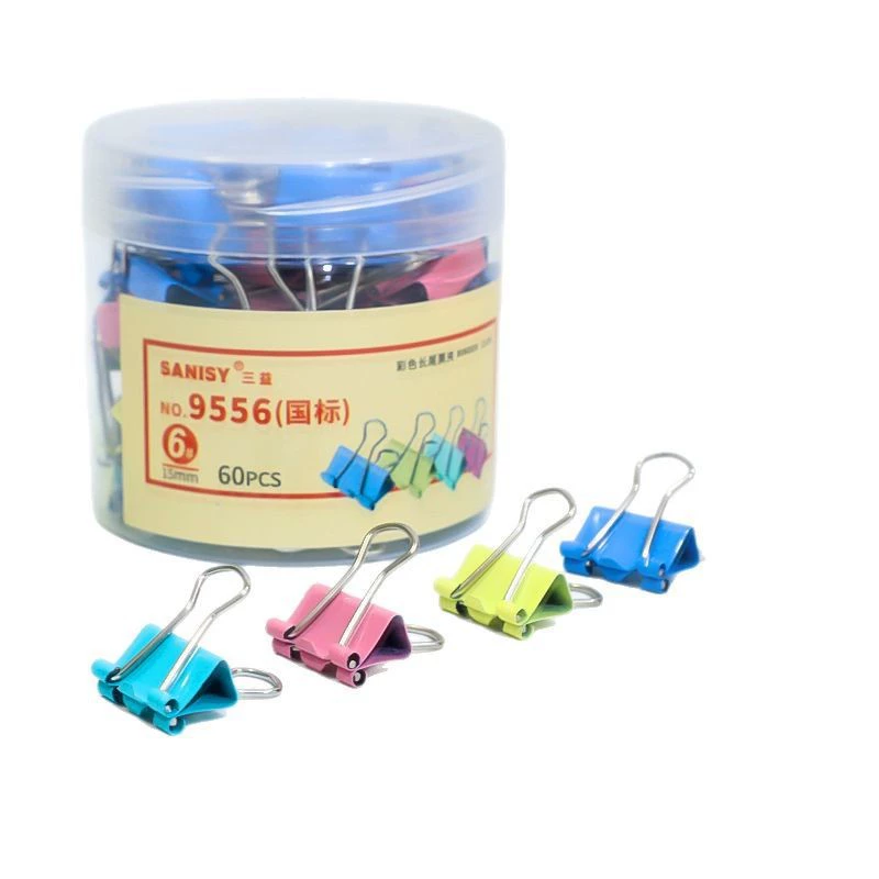 三益档案 Spot batch file clip stationery holder colorful metal long tail clip dovetail clip bill clip