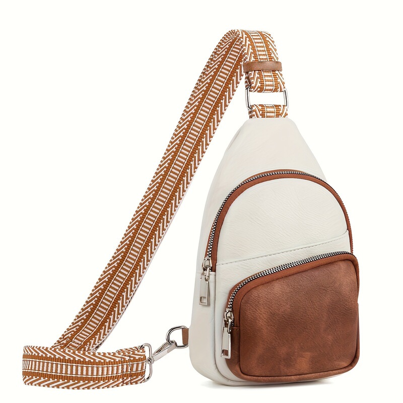 Ready Stock Women's Small Shoulder Bag, Artificial Leather Waist Bag Women's Crossbody Bag, Chest Bag with Guitar Strap