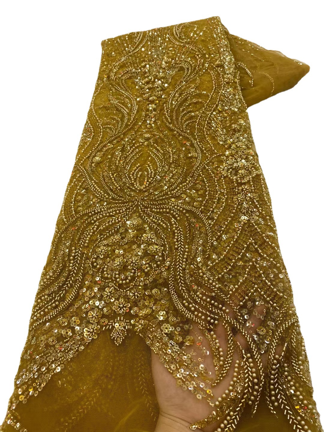 Grano de encaje stock suministro de malla cuentas tubo tela vestido de novia bordado encaje JX3088