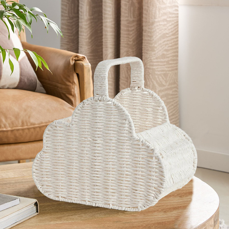 Cestas de almacenamiento de cuerda de papel nórdica tejida en forma de nube Cestas de picnic para niños Cestas de flores tejidas a mano