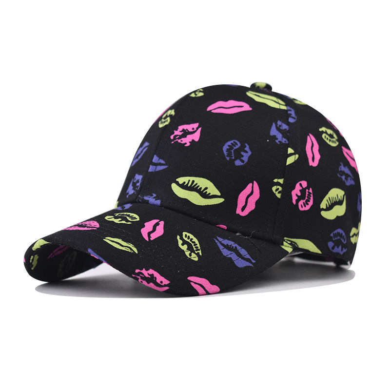 Transfronterizos nuevos labios de moda impresa gorra de béisbol gorra cuadrada gorra cuadrada gorra de moda gorra al por mayor