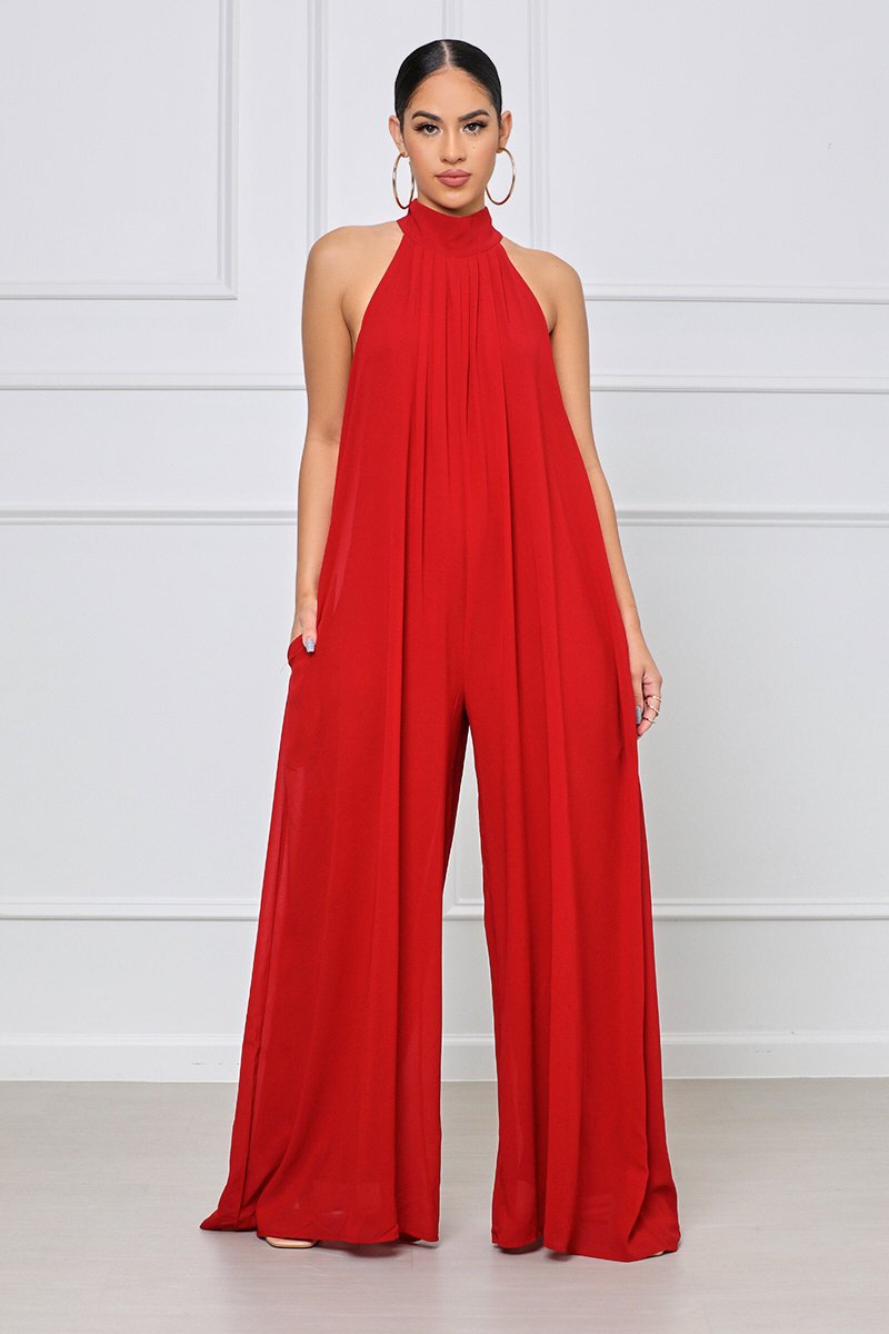 350g Weight Full Length Pants Length Polyester, Chiffon Fabric Type Mid Waist Waist Line Jumpsuits Pants Type Inelastic Elasticity Holiday, Family Gathering, Tea Party Occasion Loose Fit Type Solid Color Pattern Summer, Spring Season Women's Gender Simple Style, Classic Style Style Women's Holiday Family Gathering Tea Party Simple Style Classic Style Solid Color Full Length Jumpsuits 8