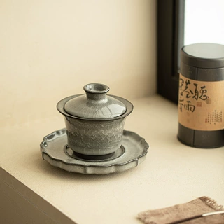 景德镇窑变冰裂釉盖碗悬停三才盖碗遇水化冰泡茶碗陶瓷茶具功夫茶