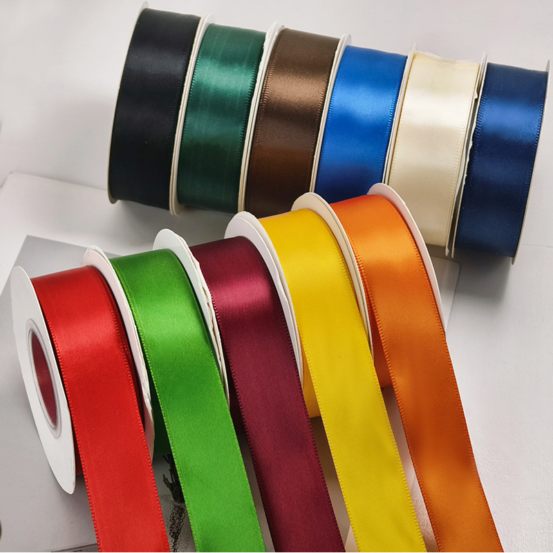 Cinta de pastel de 2,5 cm cinta de decoración de boda al por mayor rosa hecha a mano arco de bricolaje flor cinta de satén