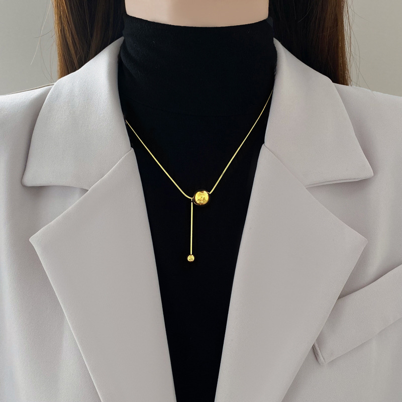 Minimalistische Halskette Aus Echtem Gold Mit Blumen-quasten_voghion.com