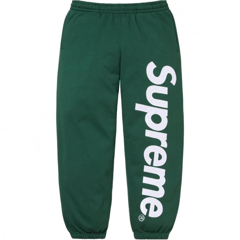 SUPREME SWEAT PANTS, callejera, callejera para hombres, pantalones sueltos de terciopelo, pantalones deportivos casuales.