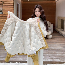 黄色羊羔毛领工装羽绒服外套女冬2025新款甜美短款小个子 HS3352