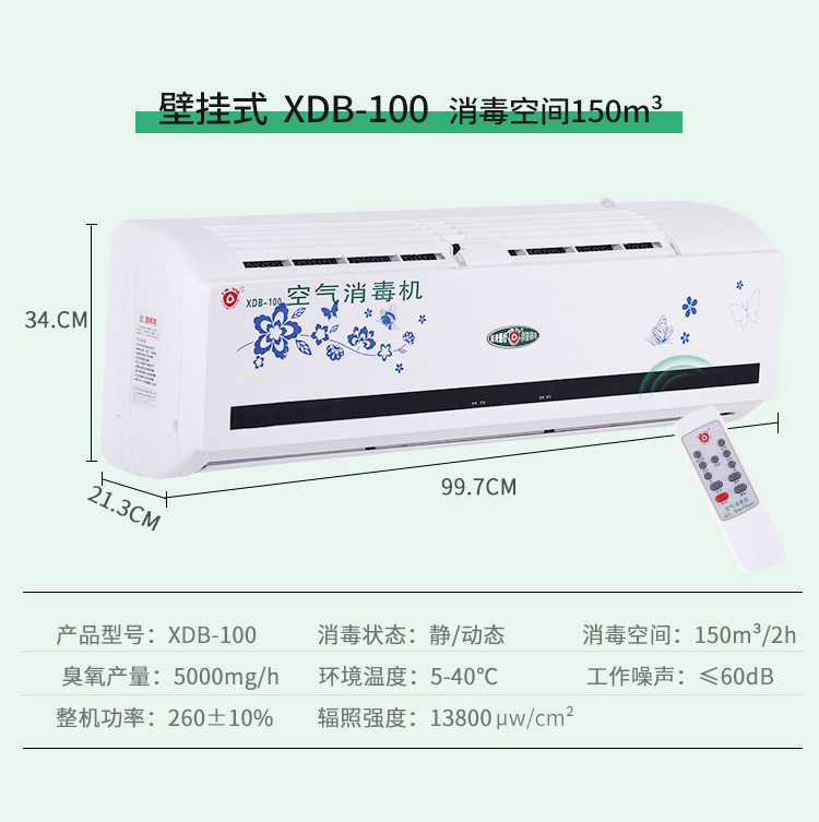 벽걸이 형 UV + 음이온, 오존 150m ³