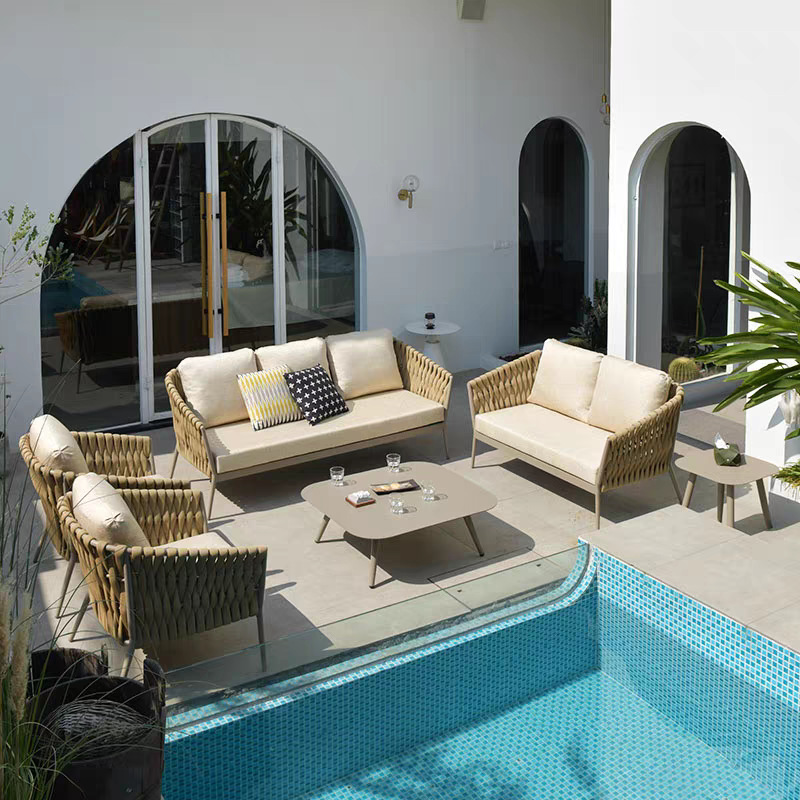 Sofá patio villa silla de vidrio casa de alojamiento hotel jardín balcón terraza al aire libre combinación al aire libre casa de alojamiento al aire libre