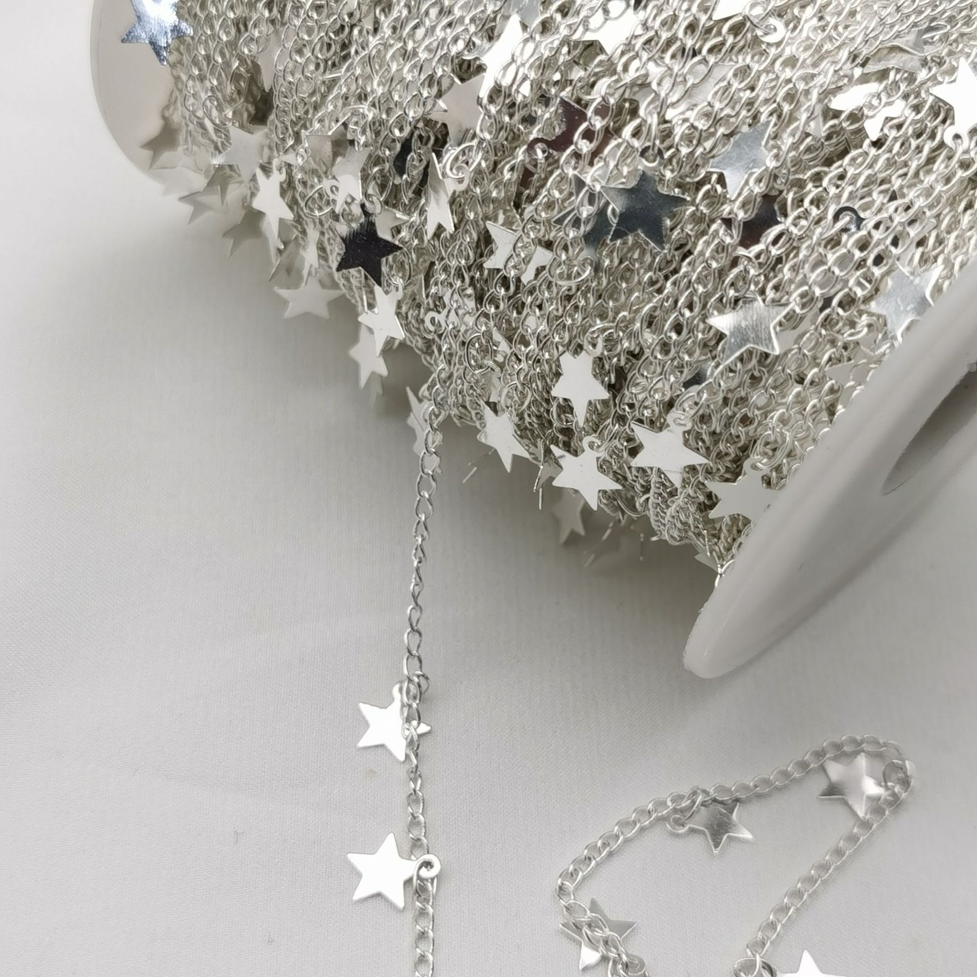 Accesorios DIY, cadena de cobre hecha a mano con estrella de cinco puntas que conserva el color, horquilla para el cabello, materiales para ropa, cadena de metal al por mayor