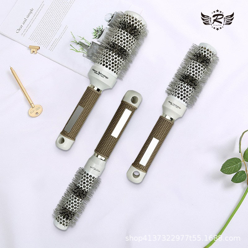 Cerámica tubo de aluminio rodillo peine conductividad térmica peine esponjoso profesional peinado curling peine de alta temperatura resistente no decoloración tubo de aluminio peine