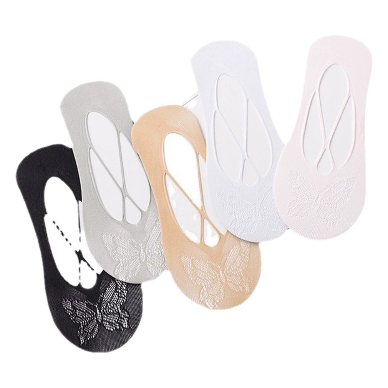 Весенне-летние бархатные невидимые носки с круглым носком и бабочкой, корейские женские невидимые носки с защитой от падения, носки с глубоким вырезом оптом