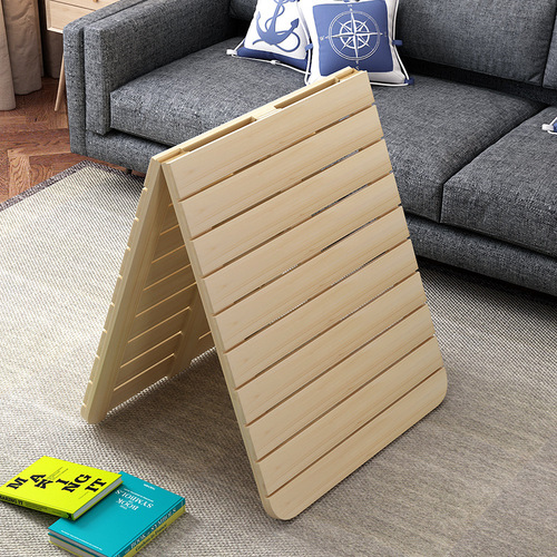 BB4C wholesale simple solid wood folding bed plank frame lumbar support hard mattress single sofa wooden plank cushion hard bed