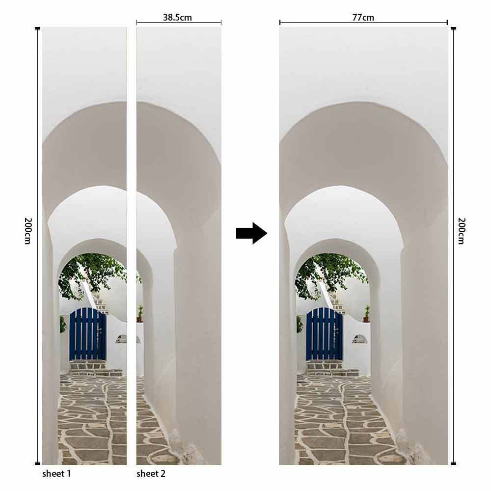 Pegatinas para puertas 3D respetuosas con el medio ambiente, autoadhesivos, fabricantes de origen al por mayor, patrones populares transfronterizos de alta definición, adhesivos para puertas impermeables, a prueba de aceite y antiincrustantes
