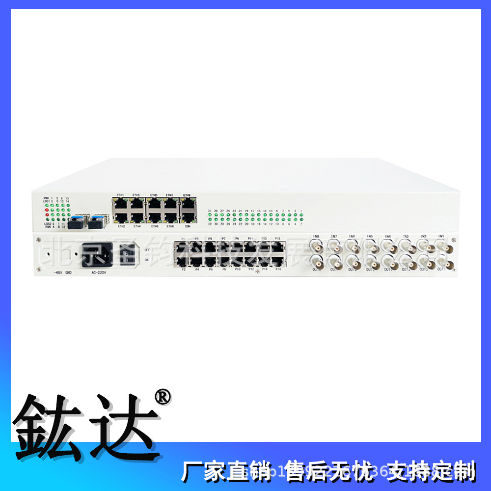 光口&E1接口自动切换8E1+30路电话+8路物理隔离百兆网络综合业务