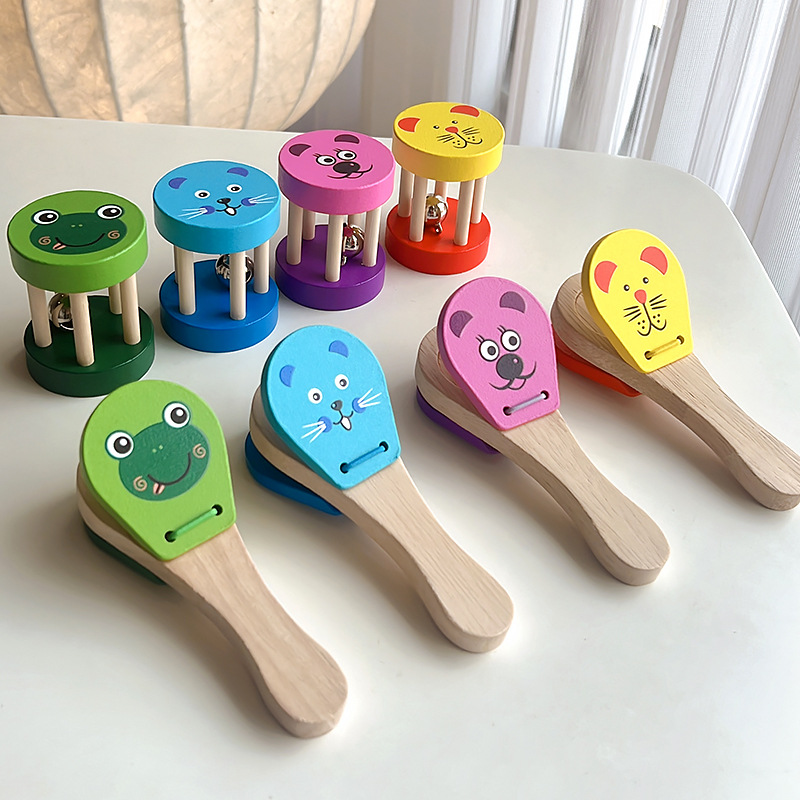 Bebé dibujos animados animal timbre de madera niño pequeño puzzle educación temprana Orf instrumento musical bebés educación temprana música