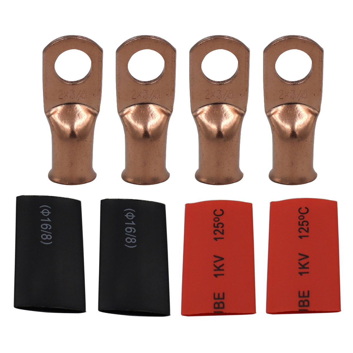 Power supply, ignition system accessories, Wofan Copper Crimp Terminals - 238-terminal4-red-black-heat-shrink-tube2