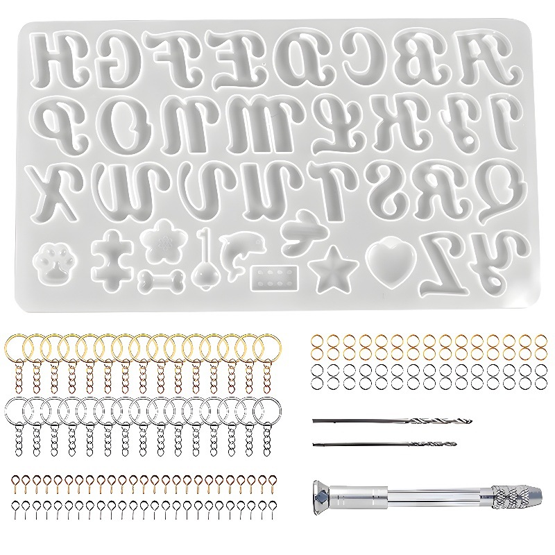 DIY cristal epoxi resina molde colgante 26 inglés llavero silicona molde Amazon