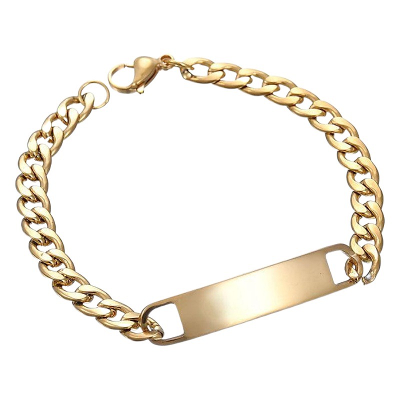 Exquisite men's bracelet stainless steel simple lettering smooth long curved brand bracelet European and American jewelry spot