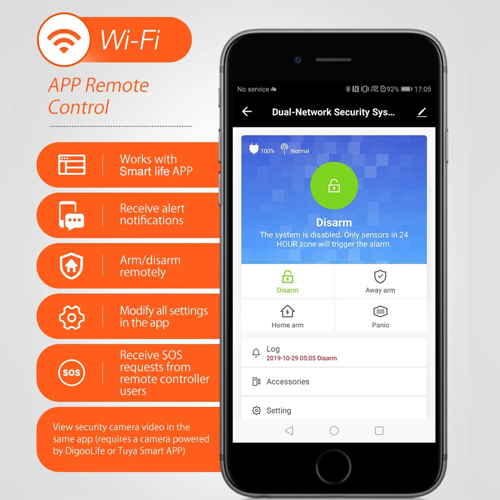 Tuya hogar inteligente inalámbrico 4g anfitrión de la alarma traje inducción del cuerpo humano WiFi alarma antirrobo anfitrión de la alarma