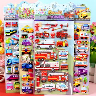 Cartoon Car Car Ambulance Soft Cotton Sticker Children Boys Girls Stereo 3d Bubble Bubble Sticker Sticker