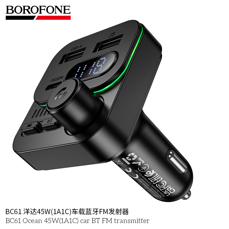 BOROFONE BC61 Car Bluetooth FM Transmitter 46W Fast Charging Dual Port MP3 Player Wireless Receiver