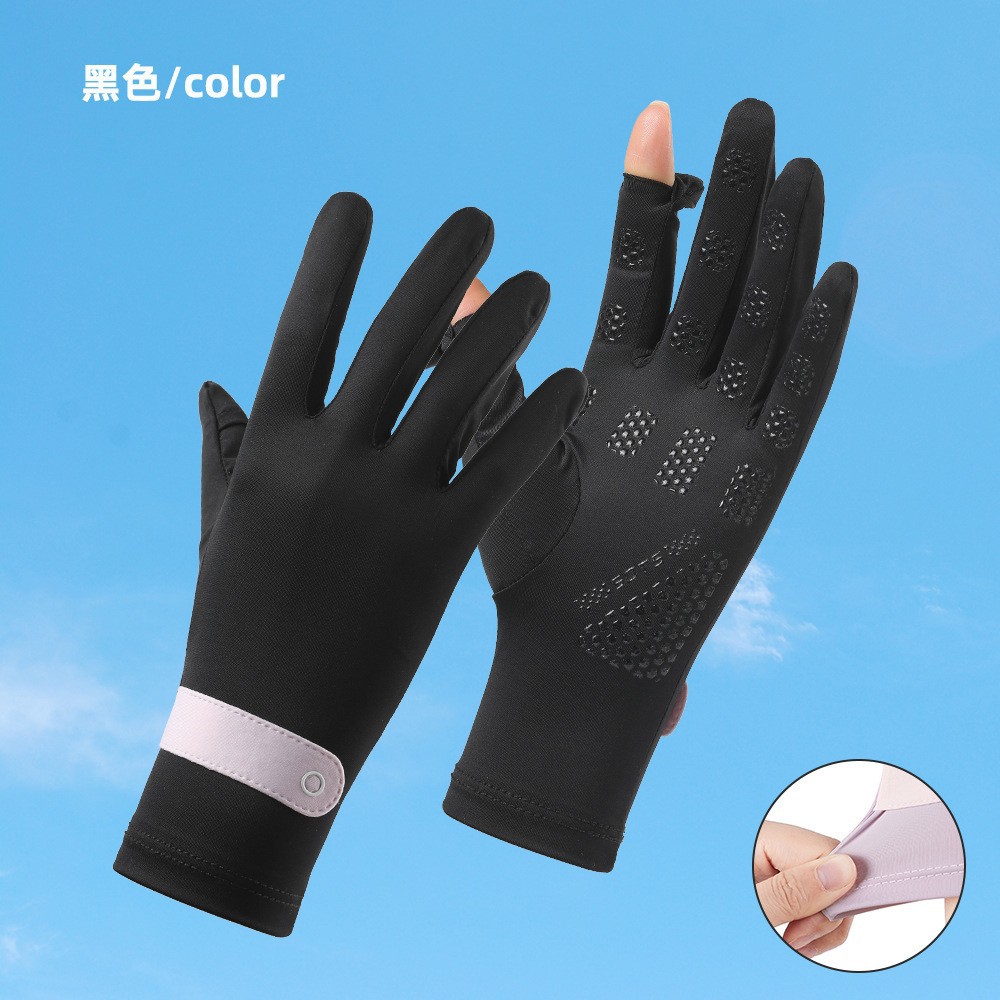 Guantes de protección solar Verano de seda de hielo de las mujeres deportes al aire libre sensibles al hielo fino transpirable antideslizante montar Flip guantes de pantalla táctil