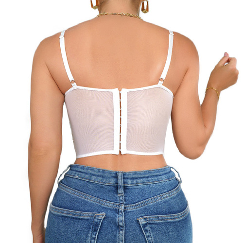Foreign trade new Internet celebrity with French sexy mesh lace suspender underwear, fashionable outer top, fishbone bra