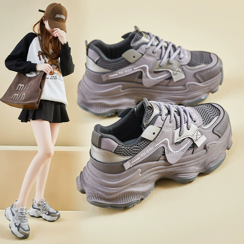 Ins Корейская версия новой папы обувь для девочек 2025 весенний студенческий спорт бег повседневная обувь толстая подошва увеличивается ZL7522