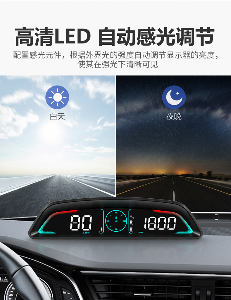Weiying Intelligent Hud Head-Up Display Obd Multi-Function Instrument B3 Water Temperature and Rpm Head-Up Display