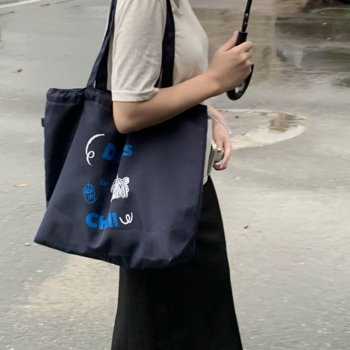 慵懒ins风女包女抽绳单肩新款韩国托特学生上课大容量通勤购物袋