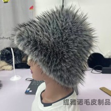 新款跨境渔夫帽时尚高级感圆顶保暖仿貉子毛冬季盆帽长毛渔夫帽