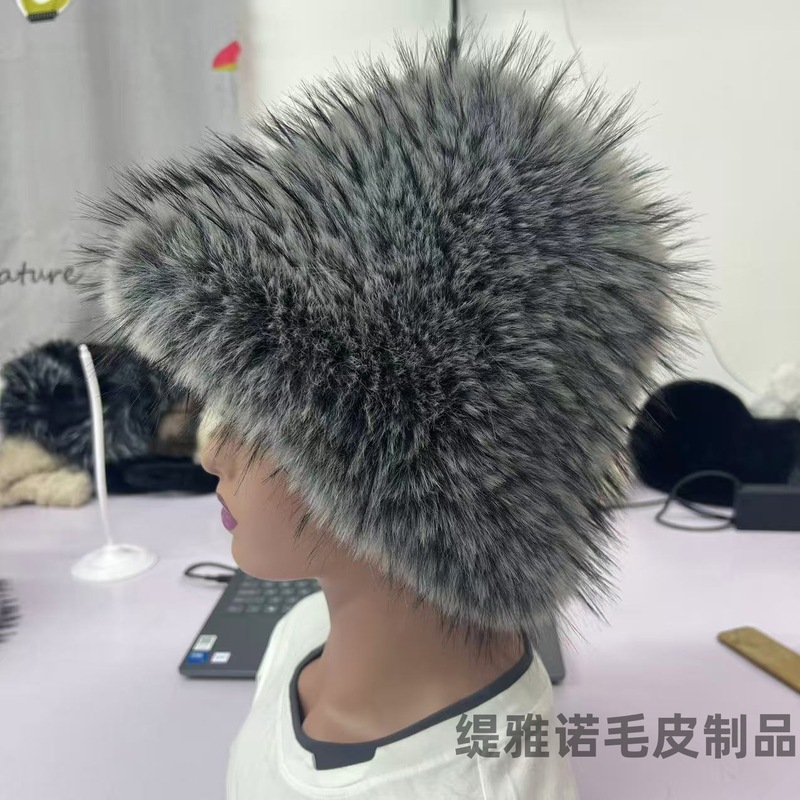 新款跨境渔夫帽时尚高级感圆顶保暖仿貉子毛冬季盆帽长毛渔夫帽|undefined